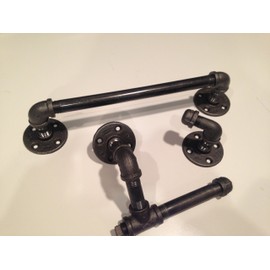 Urban bathroom set of Industrial Iron Pipe come with toilet paper holder, rack, and 14" towel holder