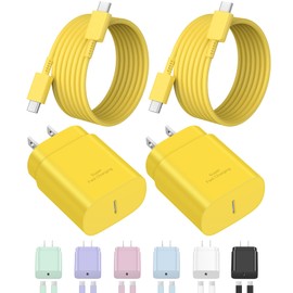 Type C Charger Fast Charging USBC Charger Block 25W Super Fast Wall Chargers for Galaxy S25 S24 S23 S22 S21/S21 Ultra/S20/S20 Ultra/Note 20 Ultra,Android Chargers(Yellow)