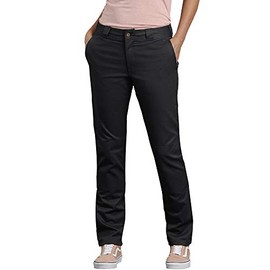 Dickies Women's Double Knee Work Pant with Stretch Twill, Black, 6
