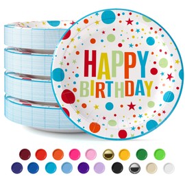 Exquisite Blue Happy Birthday Plates 9" Birthday Paper Plates 100 Pcs Blue Party Plate | Disposable Heavy Duty 350 Gsm Disposable Plate For Party Supplies And Decorations