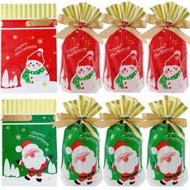 VIFOME Christmas Party Favor Bags,24pcs Santa Bags Christmas Treat Bags Christmas Goodies Bags Santa Plastic Drawstring Bags Candy Goodies Bags Gift Wrapping Bags Holiday Party Decoration