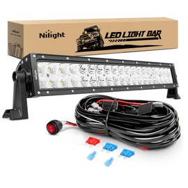 Nilight LED Light Bar 22Inch 120W Spot Flood Combo Off Road Lights Driving Fog Pods with 16AWG Wiring Harness Kit-1 Lead for Van Camper Car Pickup Golf Cart ATV UTV SUV Truck Boat 4x4