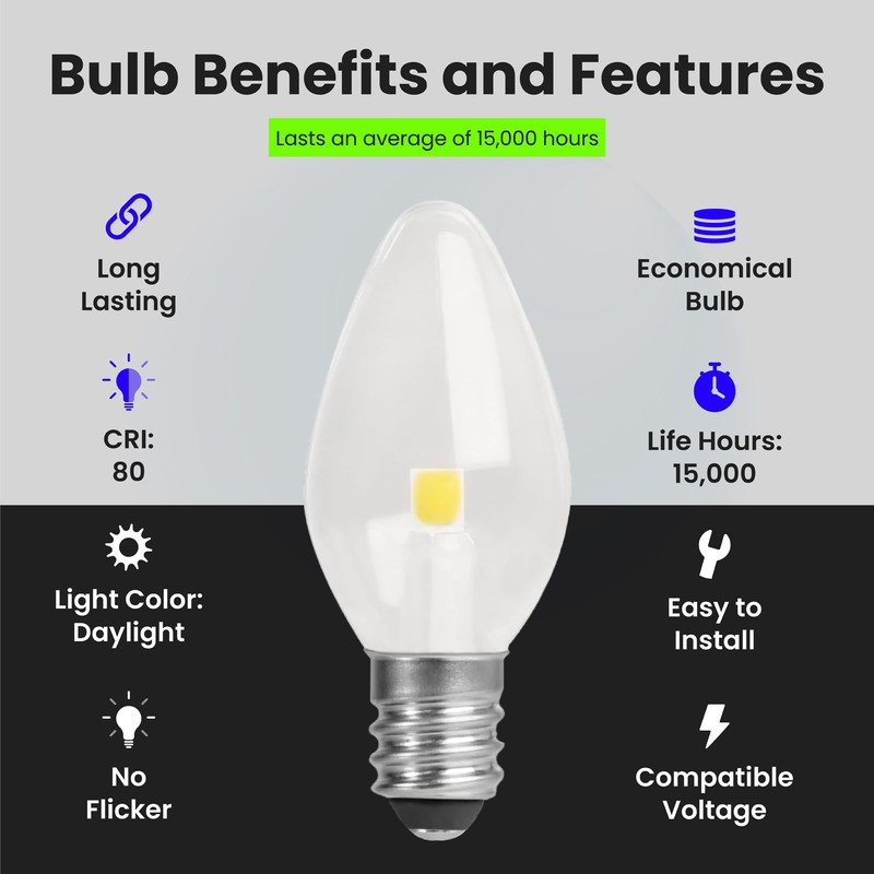 Feit Electric C7 Indoor LED Night Light Bulbs, 7W Equivalent,