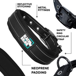 Black Rhino - The Comfort Collar Ultra Soft Neoprene Padded Dog Collar for All Breeds - Heavy Duty Adjustable Reflective Weatherproof (XLarge, Black)