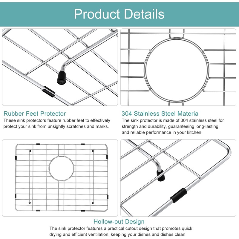 KINKIB Stainless Kitchen Sink Protector - 21" x 16" with
