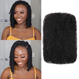Unionbeauty Afro Kinky Bulk Human Hair 10 Inch Natural Black Afro Kinkys Bulk 100% Human Hair for Micro Twist Dreadlock Extensions Loc Repair Afro Kinky Bulk Human Braiding Hair 30g/Pack 1B#