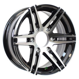 eCustomrim Aluminum Trailer Wheel 15X6 15 Inch Rim Black and Machined 6 Lug WFSW56655BM