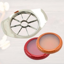 Apple Slicer and Corer – Stainless Steel Fruit Cutter with 8 Sharp Blades – Includes 2 Food Storage Containers – Easy to Use & Dishwasher Safe – Luxe Family