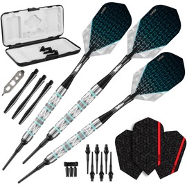 Viper Diamond 90% Tungsten Soft Tip Darts with Storage/Travel Case, Turquoise Rings, 18 Grams
