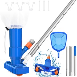 2025 Upgraded Swimming Pool Spa Jet Vacuum Cleaner kit w/Brush,Pool Skimmer Net &Telescoping Pole (68"),Unique Lock Catch Design,Handheld Pool Vacuum Jet Cleaner for Above Ground Pools,Pond &Fountain