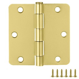 Door Hinges for Interior Doors 10-Pack 3-1/2-inch x 3-1/2-inch, Design House 1/4-inch Radius Steel Door Hinge Door Hardware, Satin Brass, 181347