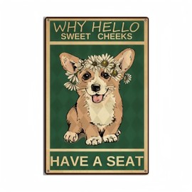Decopix Vintage Metal Tin Sign Cute Puppy Have a Seat Retro Style for Home Decor Kitchen Bar Patio Room Garage Wall Poster Plaque 12"x8" Inches
