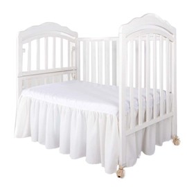 White Crib Bed Skirt Split Corner,Dust Ruffle 100% Cotton Nursery Crib Toddler Bedding Skirt for Baby Boys or Girls, 14" Drop