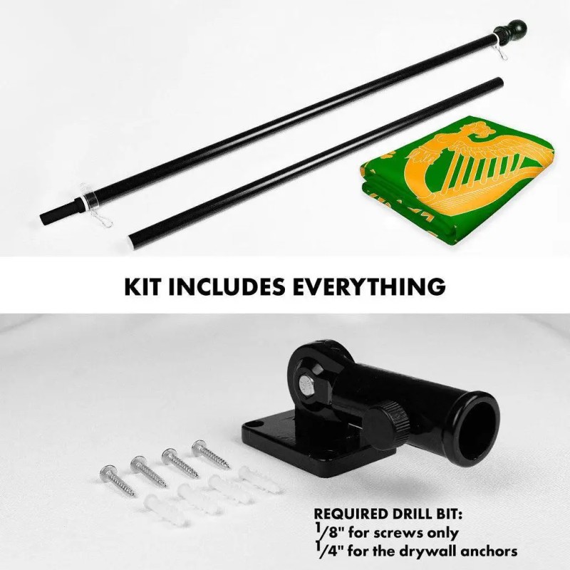 UD_G128 Combo Pack: 6 Ft Tangle Free Spinning Flagpole (Black)