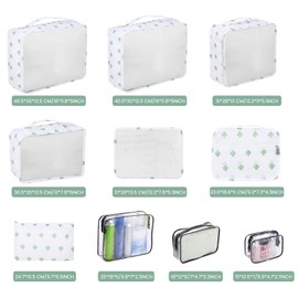 CORYIN Packing Cubes 10 PCS Travel Organiser Packing Bags Travel Luggage Packing Organizers Travel Essentials Bag for Clothes Shoes Cosmetics Storage Bags for Men Women White