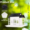 Solar Bird Feeder House for Outdoors, Metal Large Capacity 3-Compartment