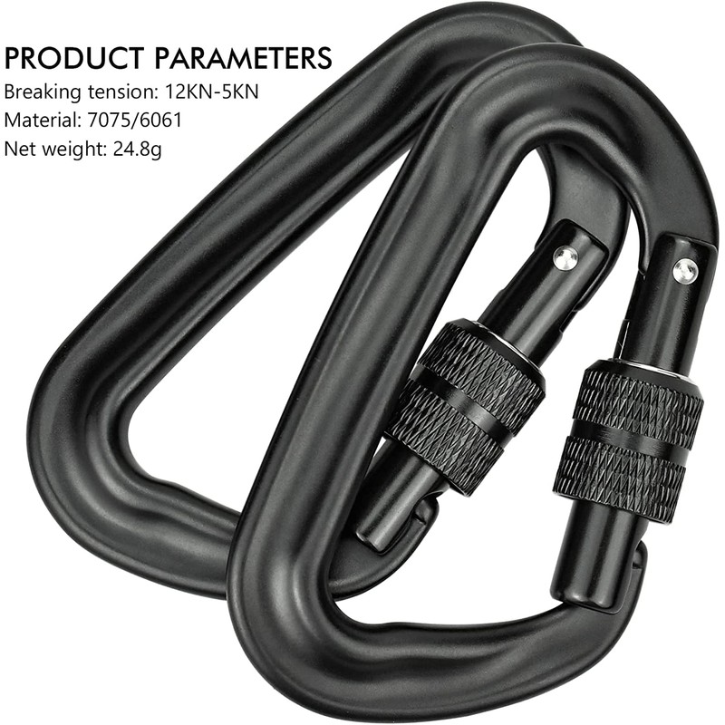 Auto Locking Carabiner Clips, 2PCS 12KN (1200kg) Heavy Duty Lightweight