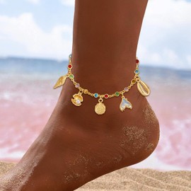 ankbrats 18K Gold Plated Ankle Bracelet for Women-Adjustable Waterproof Ankle Chains with Shell Pearls-Beach Anklet Foot Chains Foot Jewelry Gift