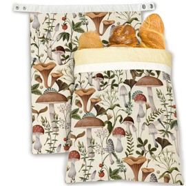 SINENRY Mushroom Forest Bread Bags for Homemade Bread, Dragonfly Berry 2 Pack Reusable Beeswax Bag, Linen Bags for Sourdough and Fresh, Keeps Fresh, Gifts for Bakers