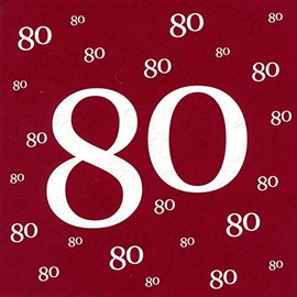 80th Birthday Napkins with Embossing Pack of 20, 3-Ply 33 x 33 cm