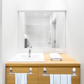 Pack of 2 Towel Holders for Hanging, Stainless Steel Towel Rail, Door Towel Holder with Non-Slip Scratch Protection Strips, Tea Towel Holder for Cabinet Door, Suitable for Kitchen, Bathroom (2 Small)