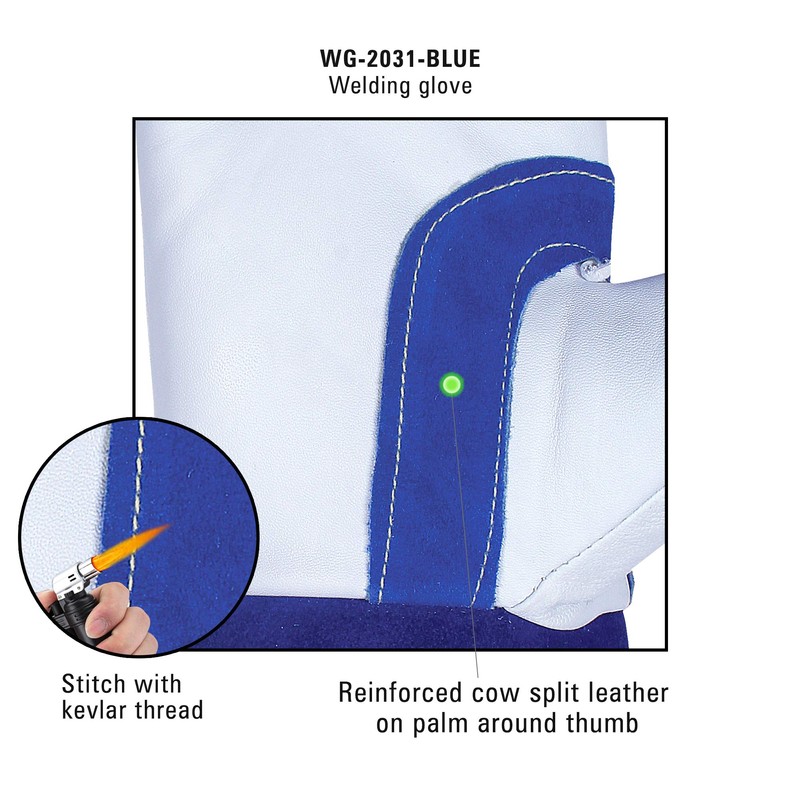 SAFTA Spark and Heat Proof Gloves, Sheep leather Palm &