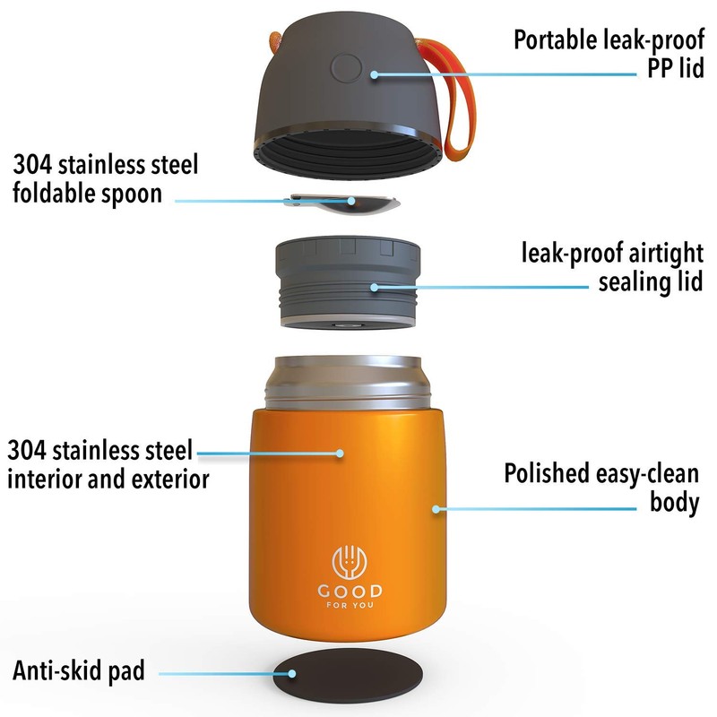 Insulated Food Flask - 530ml Stainless Steel Jar for Hot