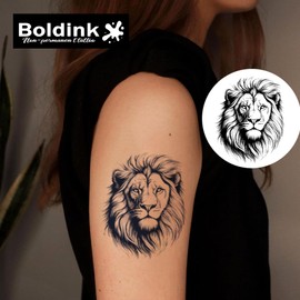 Boldink Temporary Tattoos, semi permanent tattoos, 15-day long lasting tattoo sticker, waterproof and anti-reflective, unique design（Lion Head）