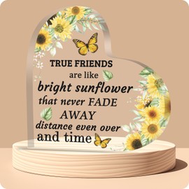 Friendship Gifts for Women Acrylic Hearts Inspirational Gift Sunflower Gifts Christian Gifts for Women Best Friend Thankful Gifts for Birthday Valentine's Day Thanksgiving Day Gift (Sunflowers)