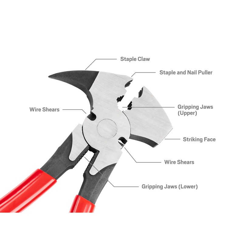 TEKTON 10-1/2 Inch Fencing Pliers | PSP10010, Red