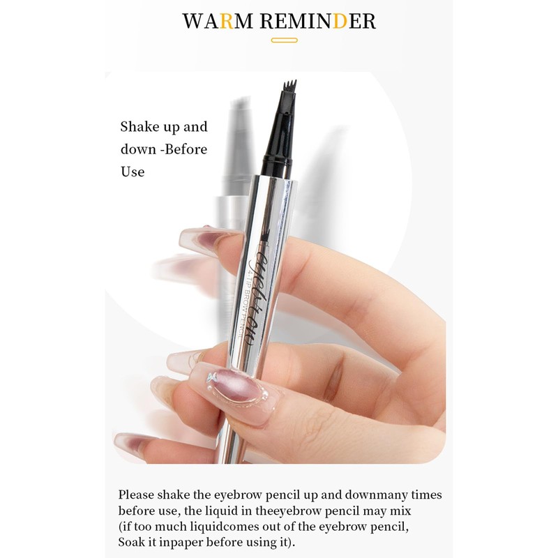 AOWVUTS Eyebrow Pencil, Microblading Eyebrow Pen with 4 Fork Tip