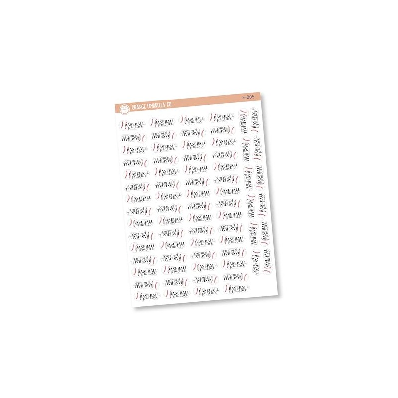 Baseball Practice Icon Planner Stickers, Practice Tracking Planner Stickers, Practice
