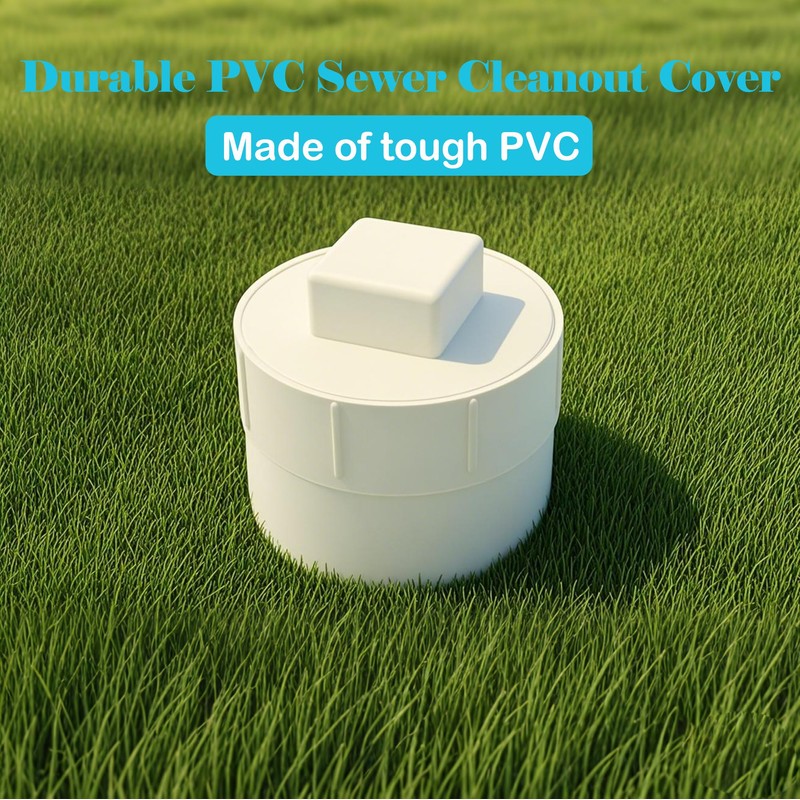 Sewer Cleanout Cap with Plug Pipe Fitting, 4 Inch PVC