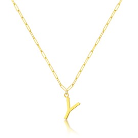 Momlovu Gold Initial Necklace for Women Girls -18K Gold Plated Chain Necklaces for Women - Meaningful Initial Necklace for Women Paperclip Gold Necklace for Women - Gold Jewelry Gifts for Women Girls Letter Y