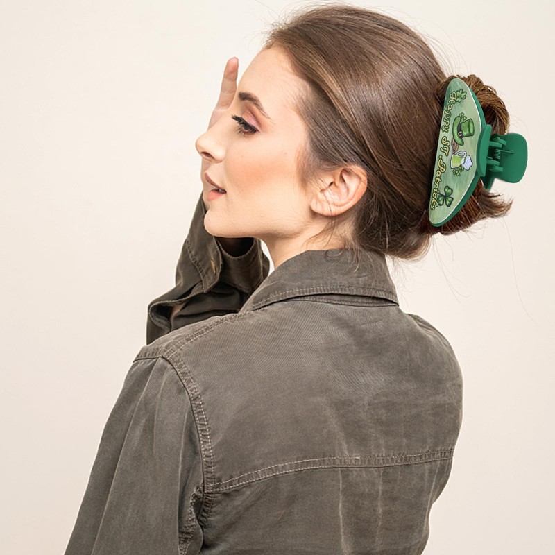 St. Patrick's Day Hair Clips Shamrock Hair Claw Clips Semicircle