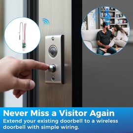 BITIWEND Wireless Doorbell Extender Converts Your Existing Wired Doorbell into Wireless Door Bell with 656 FT Range, 58 Chimes & 0-110 dB Volume Levels, Door Chime for Home/Garage/Apartment