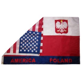 Trade Winds 3x5 USA American Poland Eagle Friendship Combo 150D Woven Polyester Nylon Flag 3'x5' Banner Grommets Heavy (UV Fade Proof Heavy Duty Wind Resistant Fabric)