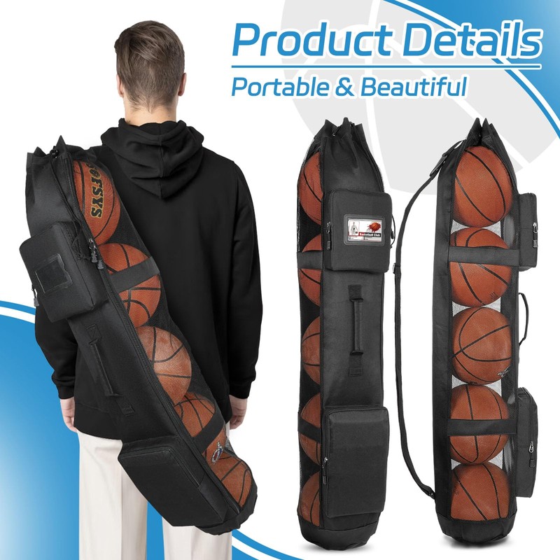 Basketball Bag for Team Balls, Heavy Duty Basketball Coashes Bag