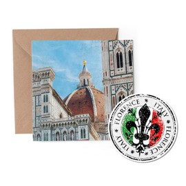 1 x Greeting Card & Vinyl Sticker Set - Florence Italy Italian Landmark Travel Holiday City Map Flag Friend Mum Girls Boys Scrapbook #79910