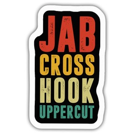 Kickboxing Stickers Kickbox Decals Jab Cross Hook Funny Vinyl Stickers, Weather-Resistant Sticker for Water Bottles, Laptop, Window, Car Size 4"