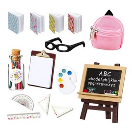 Toyvian 1: 12 Doll Doll School Supplies Dollhouse School Playset Miniature Books Dollhouse Easel Painting Kit Mini Doll Backpack and Pencils Clipboard