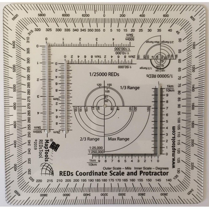 MapTools Risk Estimate Distances (Reds) Coordinate Grid Reader and Protractor