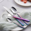 Onlycooker 16-Piece Rainbow Silverware Set,18/0 Stainless Steel Cutlery Set, Service