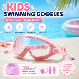 Kids Anti-Fog Swimming Goggles for Pool & Beach – Waterproof HD Swim Goggles with Adjustable Strap