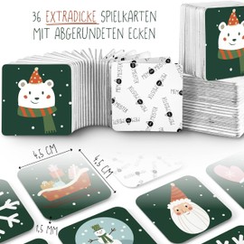 Memo Game I Christmas I Xmas Gift for Santa Claus and Christmas with the Family I Christmas Memo with 44 Cards/22 Pairs I Extra Thick Cards 4.5 x 4.5 cm I in Natural Cardboard by MEMO MEISTER