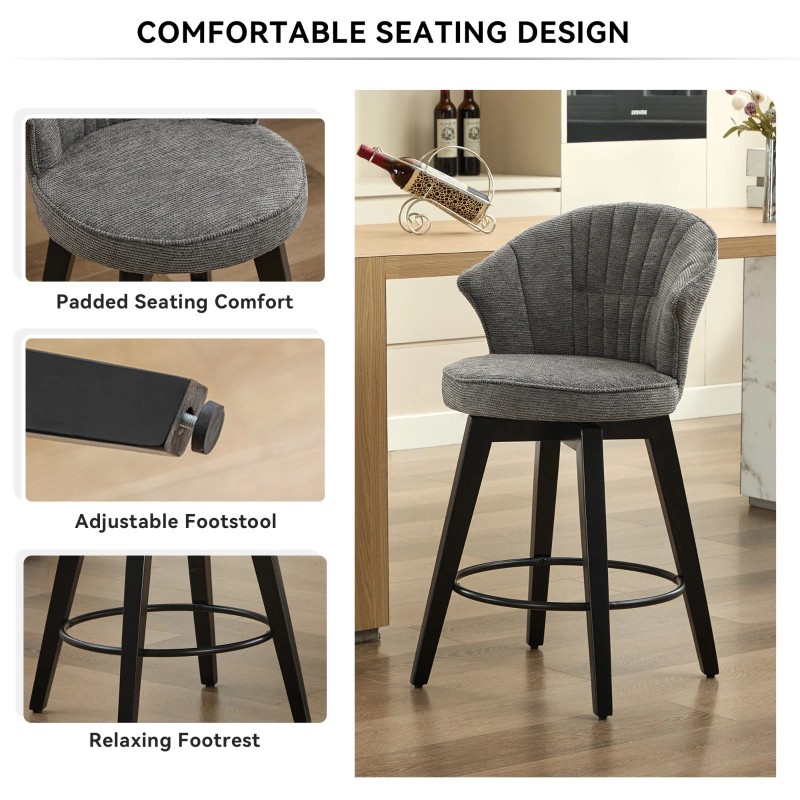 CinkeHome Swivel Counter Height Kitchen Dining Bar Stool Barstool Tufted