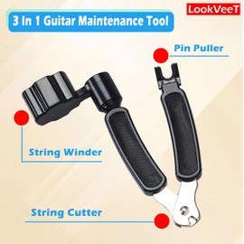 Guitar String Winder, Cutter and Bridge Pin Puller 3-in-1 Tool For Acoustic and Electric Guitars