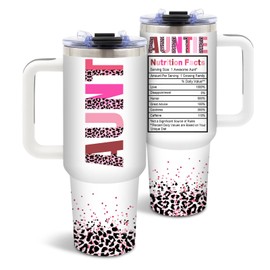 DUUV Gifts for Aunt, Christmas Birthday Tumbler for Women, Cool Auntie Gifts from Niece, Nephew, Leopard Print Design, 40 Oz Tumbler with Lid and Straw Christmas Gifts
