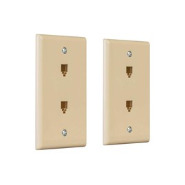 Monoprice Duplex Phone Jack Plate - Ivory (2 Pack) | Terminating 4-Conductor (4P4C) Phone Lines