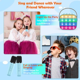 Karaoke Machines for Kids Adults, Mini Portable Bluetooth Speaker with 2 Wireless Microphones, Portable Kids Toys Christmas Birthday Gifts for Girls Ages 4, 5, 6, 7, 8, 9, 10, 12 +Year Old Home Party